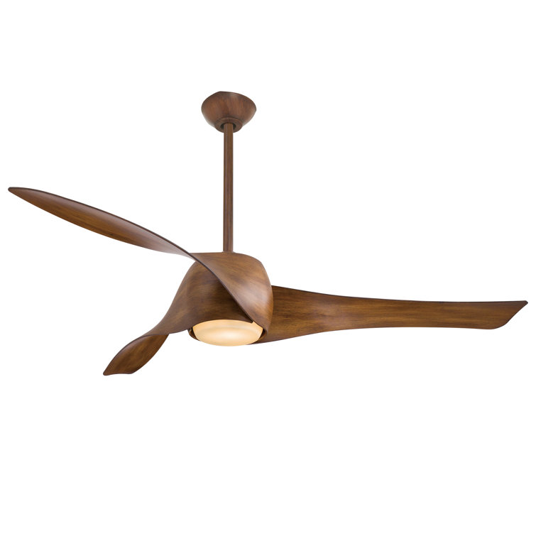 58'' Distressed Koa Smart Ceiling Fan with LED Light and Remote