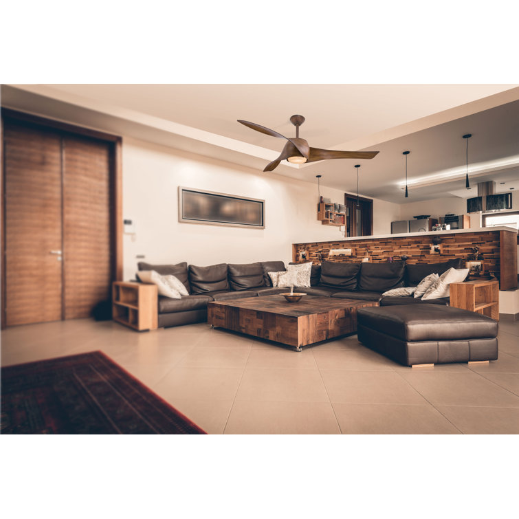 58'' Distressed Koa Smart Ceiling Fan with LED Light and Remote