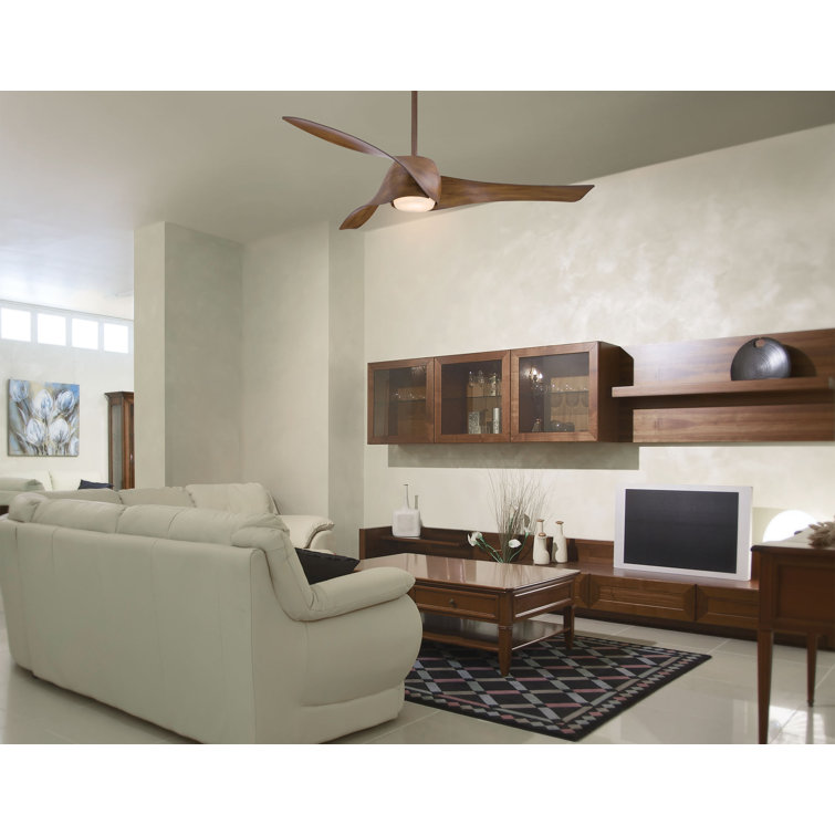 58'' Distressed Koa Smart Ceiling Fan with LED Light and Remote
