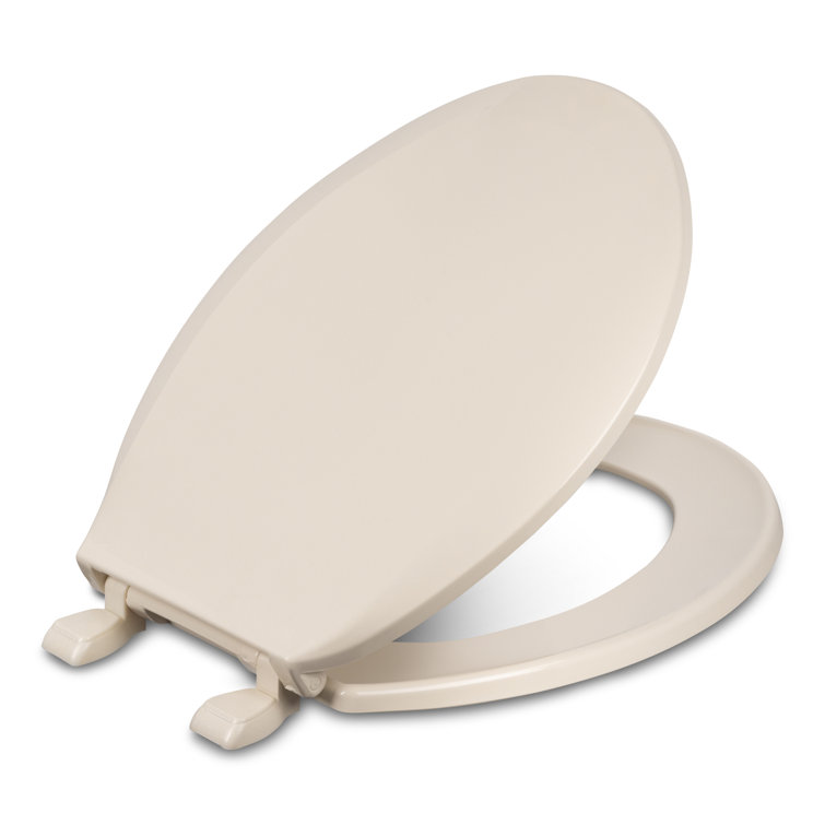 Bone Round Plastic Toilet Seat with Lid and Gloss Finish