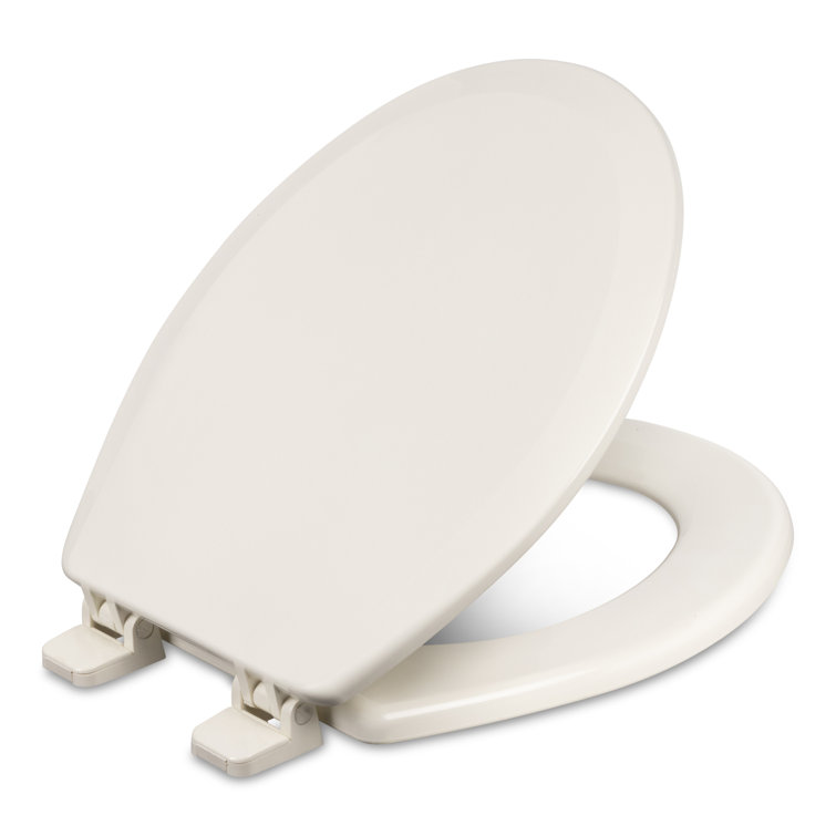 Biscuit Round Molded Wood Toilet Seat with Plastic Hinges
