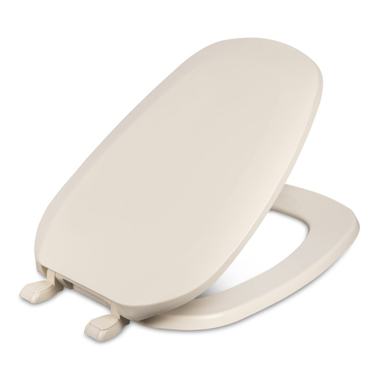 Natural Elongated Plastic Toilet Seat with Closed Front Lid
