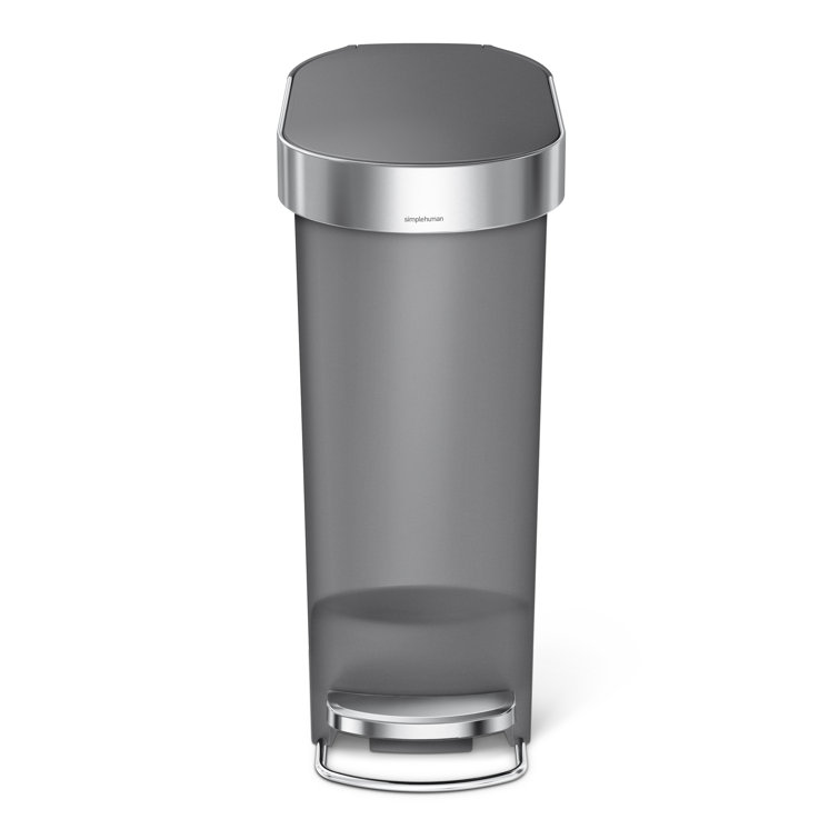 Gray Plastic Slim Kitchen Step Trash Can with Pedal