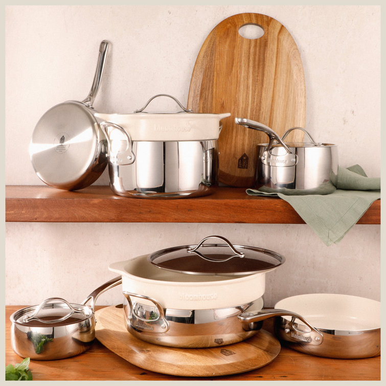 12-Piece White Non-Stick Stainless Steel Cookware Set