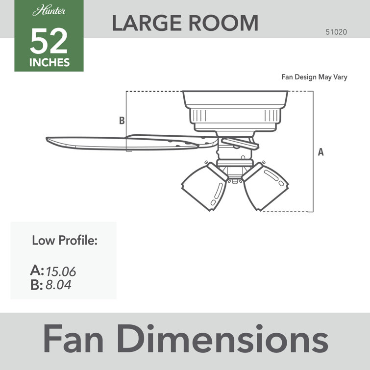 Matte Silver 52" Low Profile Ceiling Fan with LED Light