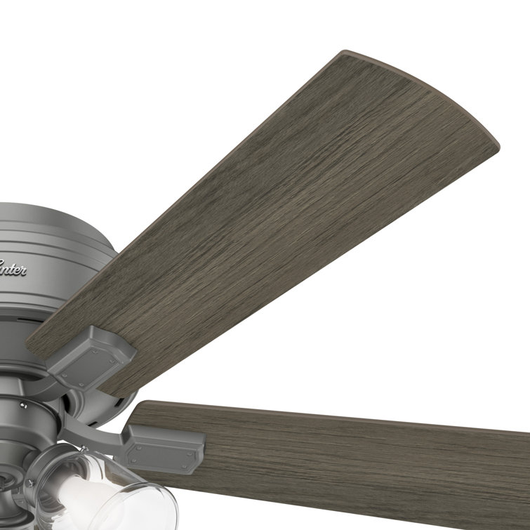 Matte Silver 52" Low Profile Ceiling Fan with LED Light
