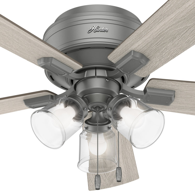 Matte Silver 52" Low Profile Ceiling Fan with LED Light