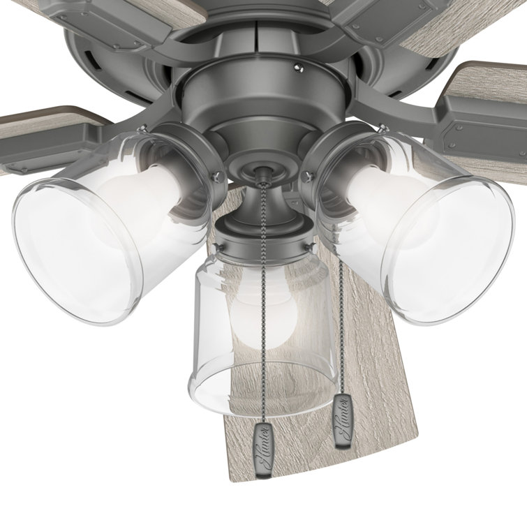 Matte Silver 52" Low Profile Ceiling Fan with LED Light