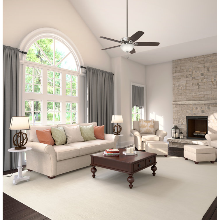 52" Brushed Nickel Ceiling Fan with LED Light and Reversible Blades