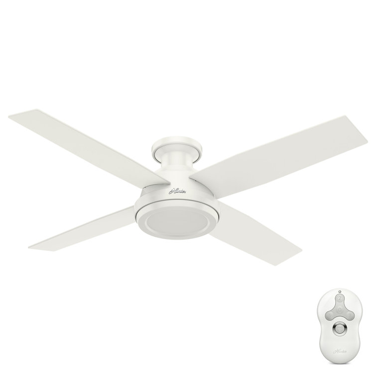 Dempsey 52" Fresh White Low Profile Ceiling Fan with Remote & Lighting