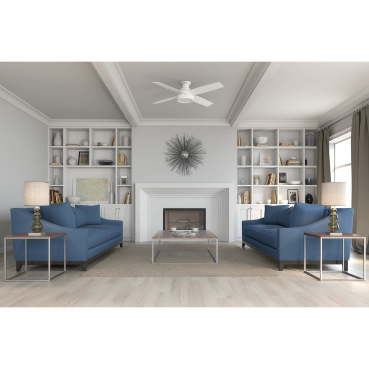 Dempsey 52" Fresh White Low Profile Ceiling Fan with Remote & Lighting