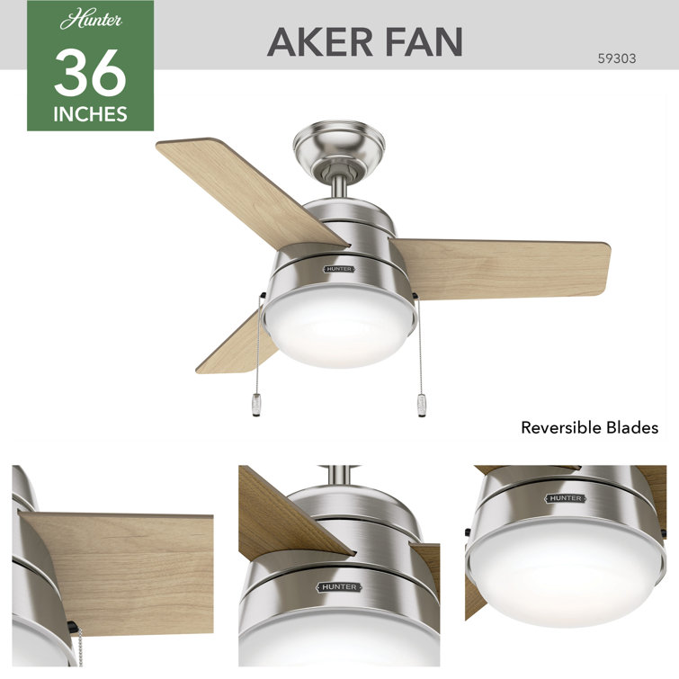 36'' Brushed Nickel Ceiling Fan with LED Light Kit