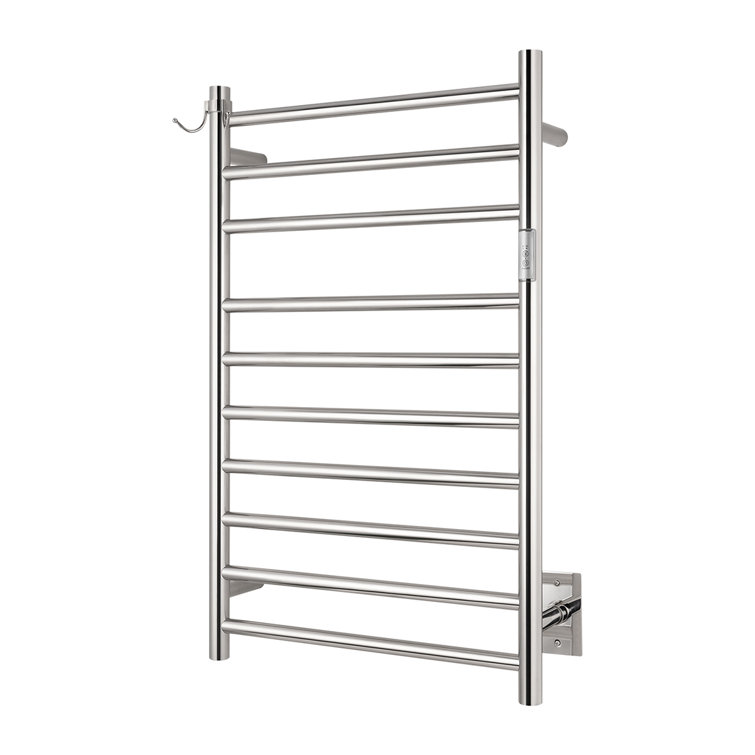 Polished Stainless Steel 10-Bar Wall Mounted Electric Towel Warmer