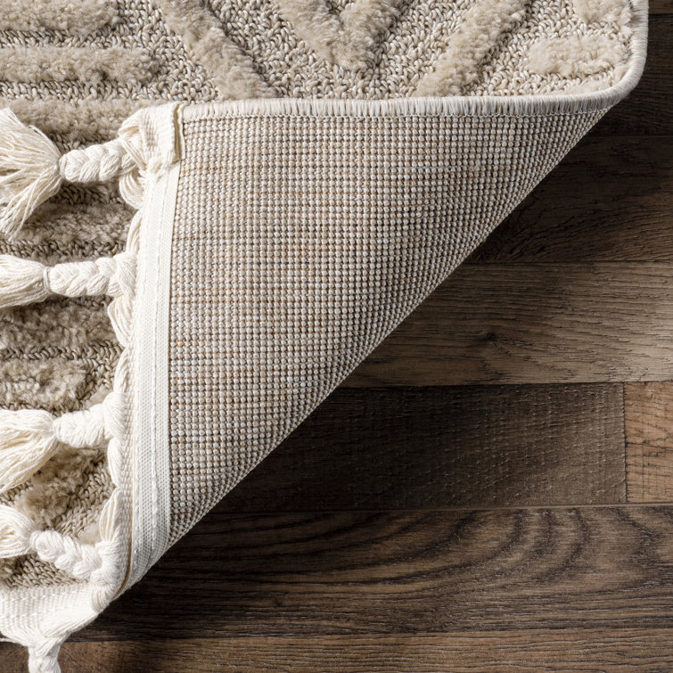 Beige Diamond Pattern Rectangular Synthetic 4' x 6' Area Rug