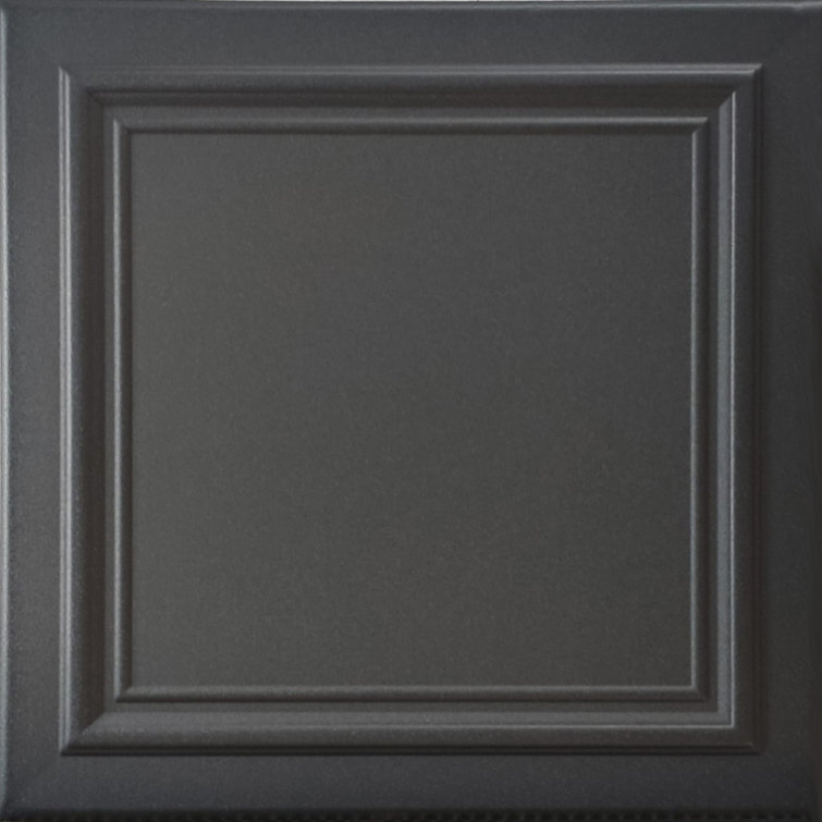Black Matte 1.6 ft. x 1.6 ft. Polystyrene Glue-up Ceiling Tile