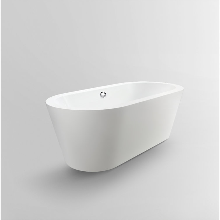 59'' White Acrylic Freestanding Soaking Bathtub
