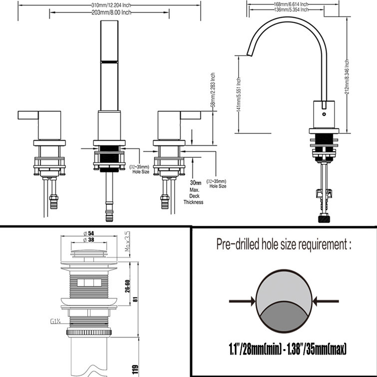 Brushed Nickel 2-Handle Widespread Bathroom Faucet with Drain Assembly