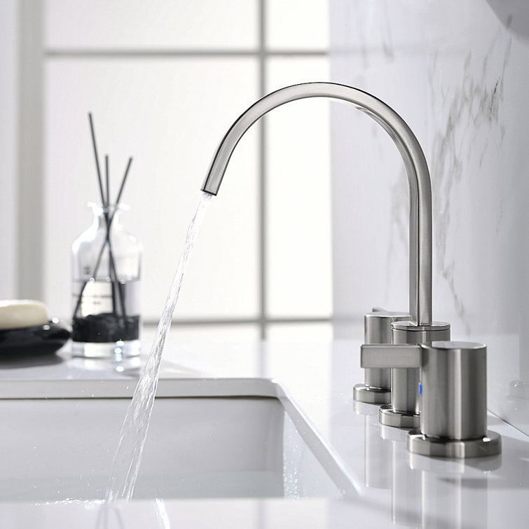Brushed Nickel 2-Handle Widespread Bathroom Faucet with Drain Assembly