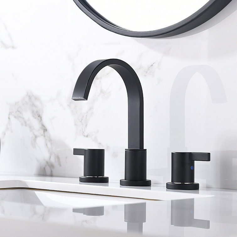 Matte Black Modern 2-Handle Widespread Bathroom Faucet
