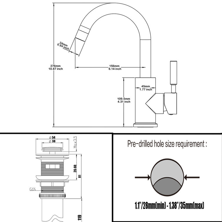 Brushed Nickel Single-Handle Bathroom Faucet with Metal Drain