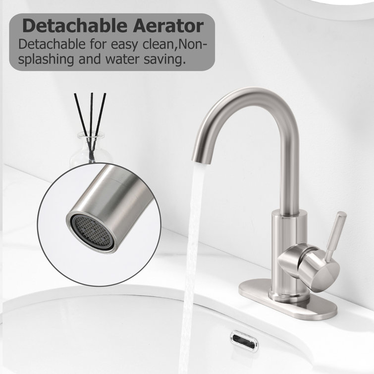 Brushed Nickel Single-Handle Bathroom Faucet with Metal Drain