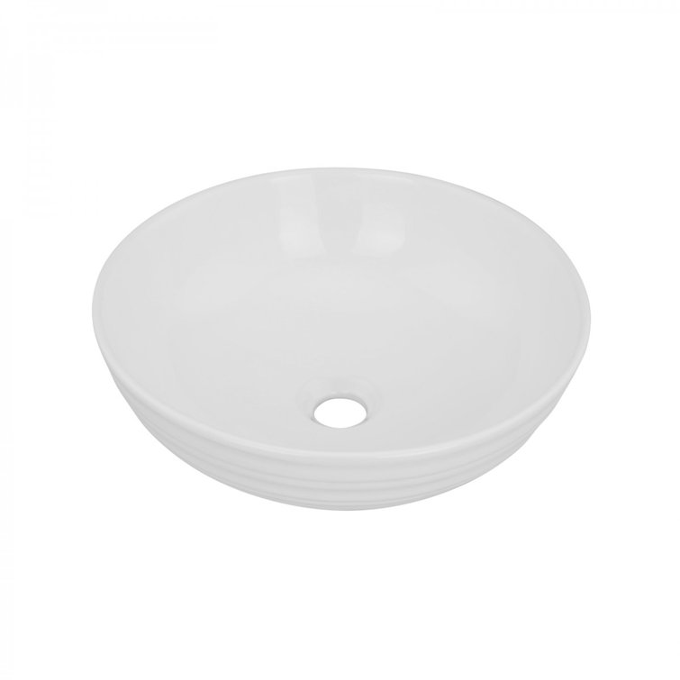Cassini 15.5'' Glossy White Ceramic Round Above-Counter Sink