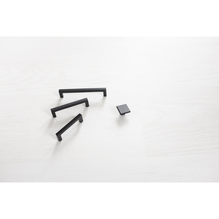 Matte Black Aluminum Modern Bar Drawer Pulls, 5-1/16" Center
