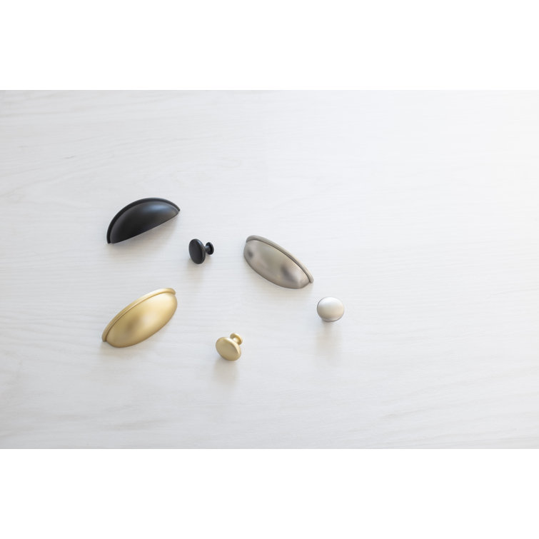 Satin Nickel Brushed Cup Drawer Pulls with Mounting Hardware