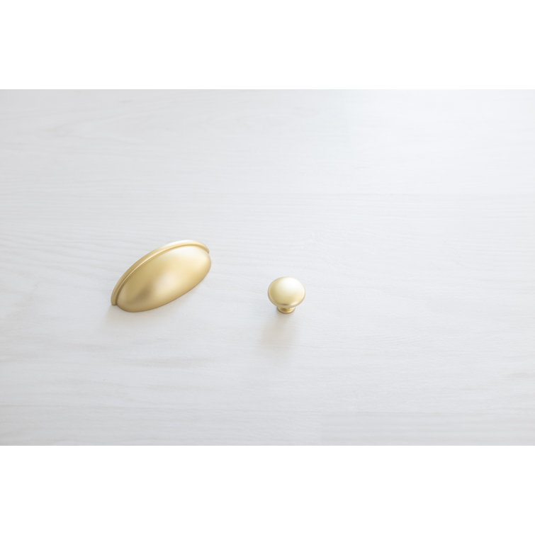 Brushed Brass Round Cabinet Knobs with Mounting Hardware