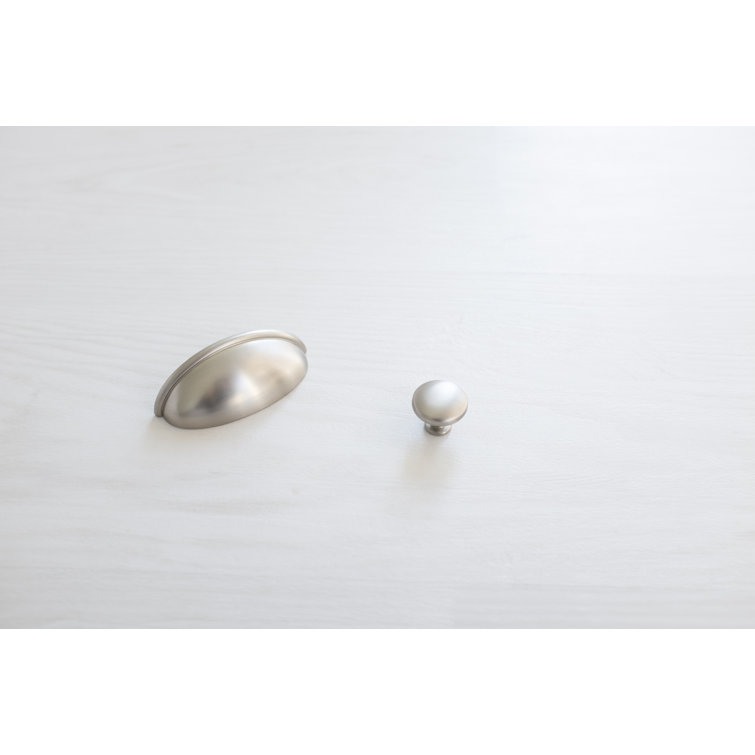 Satin Nickel Brushed Cup Drawer Pulls with Mounting Hardware