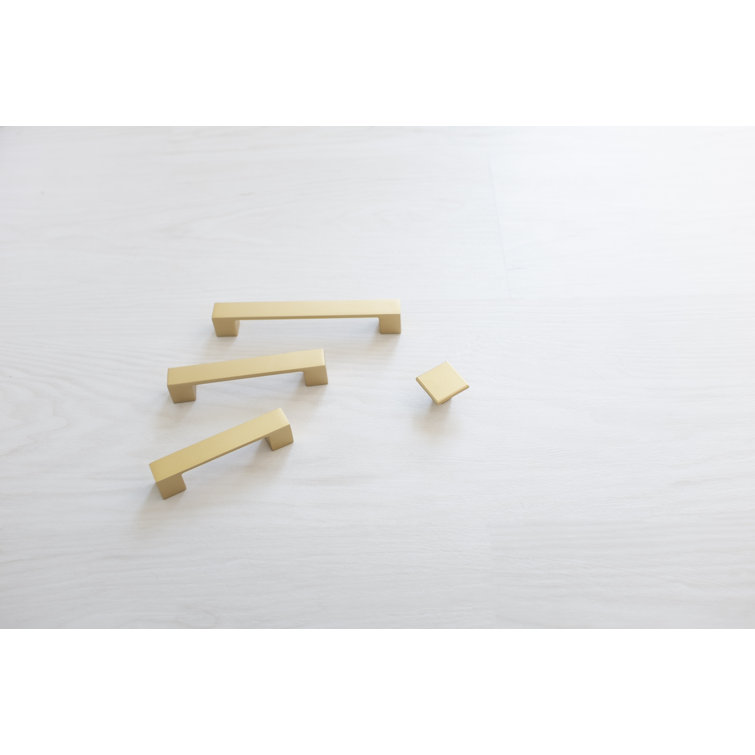 Brushed Brass Modern Bar Pulls with Mounting Hardware