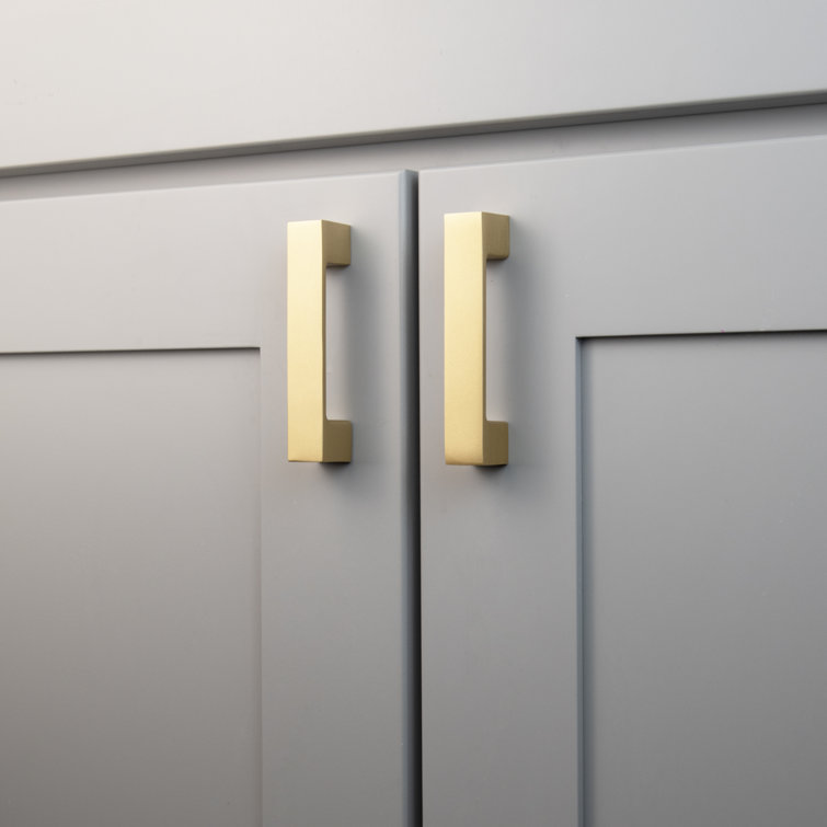 Brushed Brass Modern Bar Pulls with Mounting Hardware