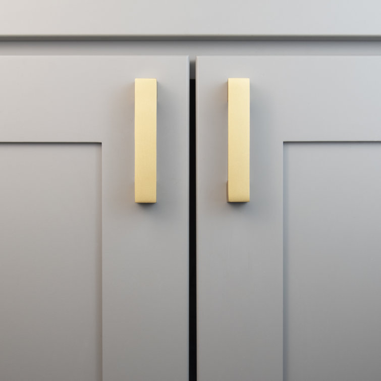 Brushed Brass Modern Bar Pulls with Mounting Hardware