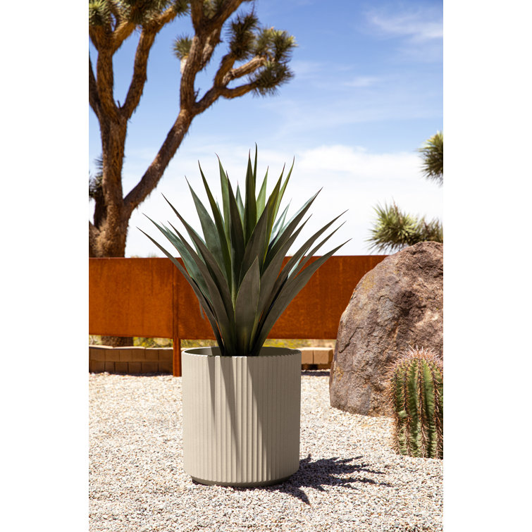Demi 16" Sandstone Plastic-Stone Round Planter