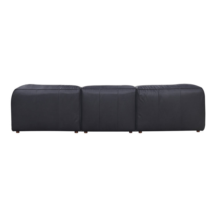 Vantage Black Leather Two Piece Modular Sectional with Wood Frame