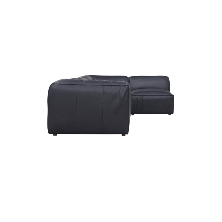 Vantage Black Leather Two Piece Modular Sectional with Wood Frame