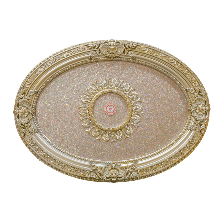 Rose Gold Oval Ceiling Medallion with Floral Pattern