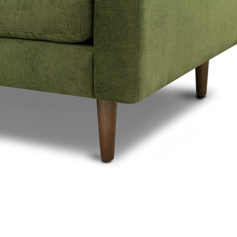 Napa 42" Distressed Green Velvet Armchair with Walnut Wood Legs