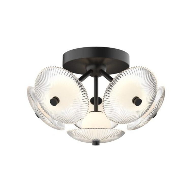 Hera Matte Black and Glass LED Semi Flush Mount