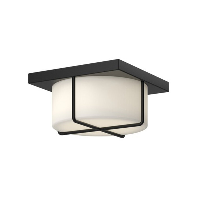 Black and Opal Glass LED Flush Mount Light