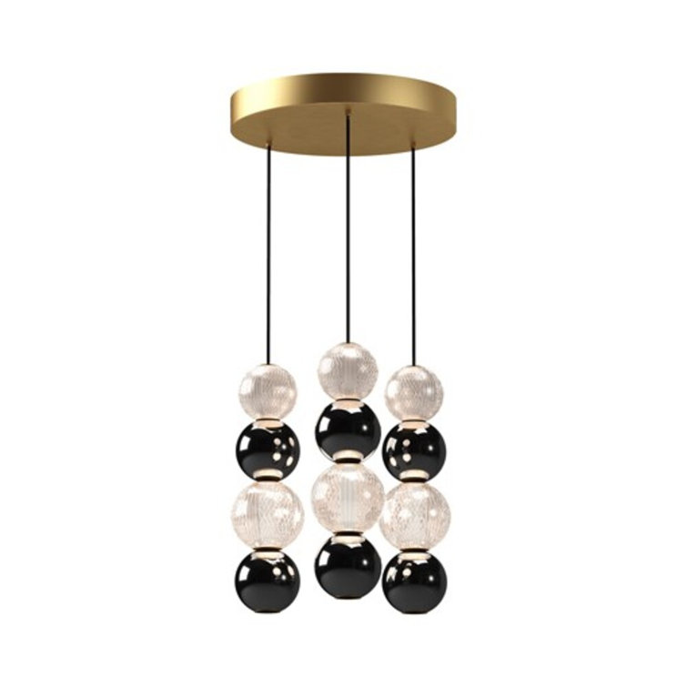 Natural Brass and Black 3-Light LED Cluster Pendant