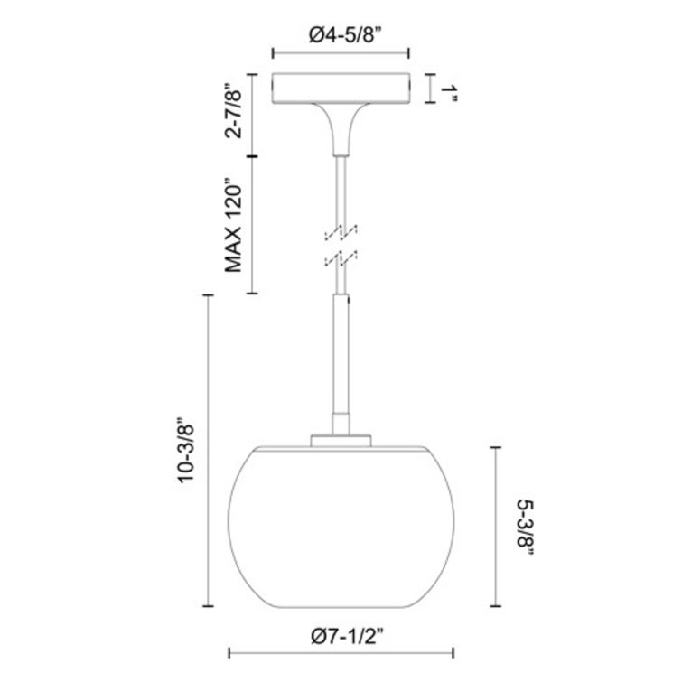 Samar Chrome and Opal Glass Pendant Light
