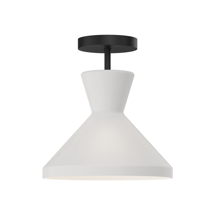 Matte Black and White Glass Cone Pendant Light