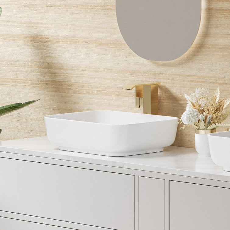 Salerno 20" x 15" White Vitreous China Rectangular Vessel Sink