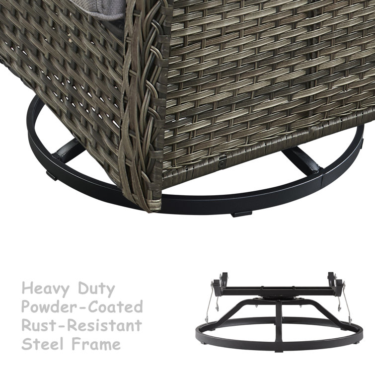 Gray Wicker Outdoor Rocking Armchair with Cushions