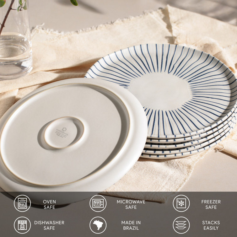 Handcrafted Blue and White Porcelain Dinner Plates, Set of 6