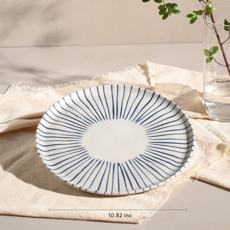 Handcrafted Blue and White Porcelain Dinner Plates, Set of 6