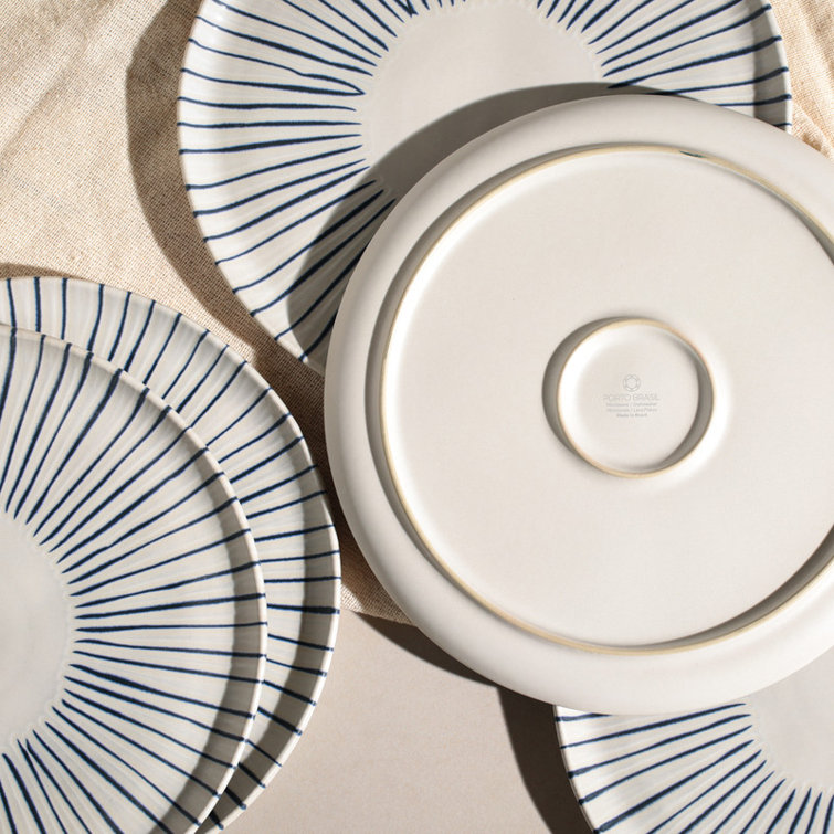 Handcrafted Blue and White Porcelain Dinner Plates, Set of 6