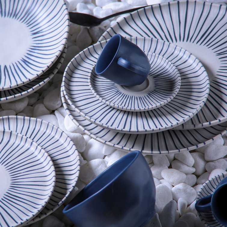 Handcrafted Blue and White Porcelain Dinner Plates, Set of 6