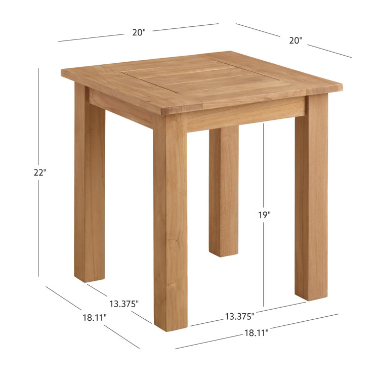 Highland 20'' Natural Teak Wood Outdoor Side Table